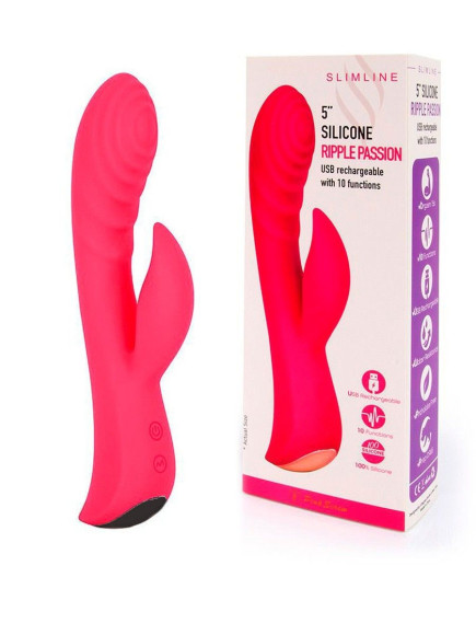 Красный перезаряжаемый вибратор-кролик - 19,1 см. Красный перезаряжаемый вибратор-кролик - 19,1 см.