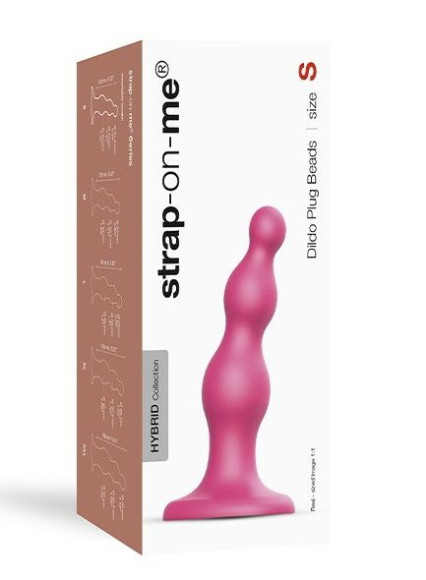 Розовая насадка Strap-On-Me Dildo Plug Beads size S Розовая насадка Strap-On-Me Dildo Plug Beads size S