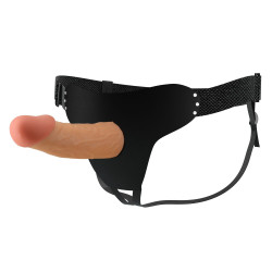 Телесный полый мужской страпон Stark - 17,5 см.