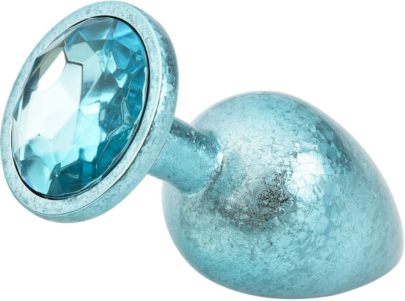 Голубая алюминиевая анальная пробка с кристаллом - 6 см. Голубая алюминиевая анальная пробка с кристаллом - 6 см.