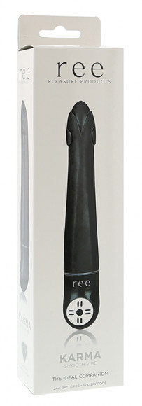Чёрный вибромассажёр Karma - 17,8 см.