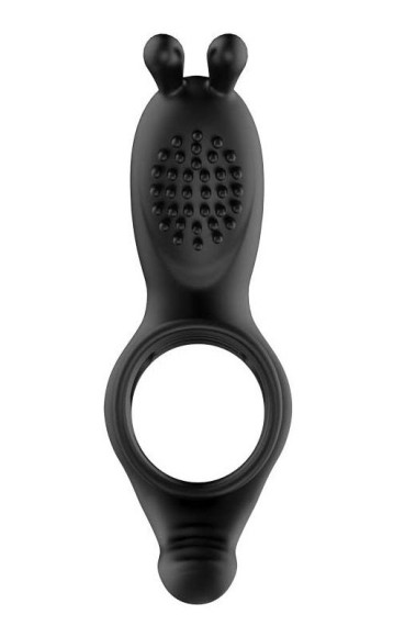 Черное эрекционное кольцо с вибрацией и пультом ДУ Черное эрекционное кольцо с вибрацией и пультом ДУ