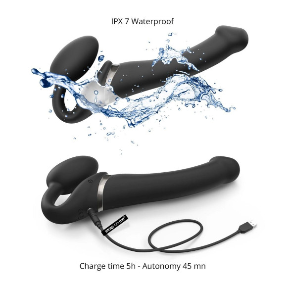 Черный безремневой вибрострапон Silicone Bendable Strap-On - size XL Черный безремневой вибрострапон Silicone Bendable Strap-On - size XL