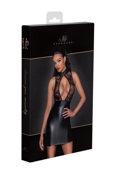 Короткое wet-look платьице с верхом из кружева Short dress with powerwetlook skirt and tulle top Короткое wet-look платьице с верхом из кружева Short dress with powerwetlook skirt and tulle top