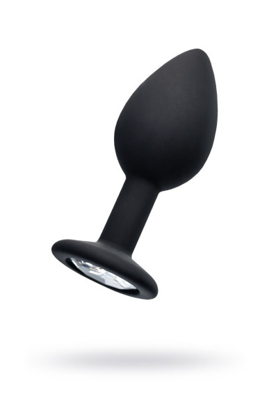 Черная анальная втулка с прозрачным стразом - 7,2 см. Черная анальная втулка с прозрачным стразом - 7,2 см.