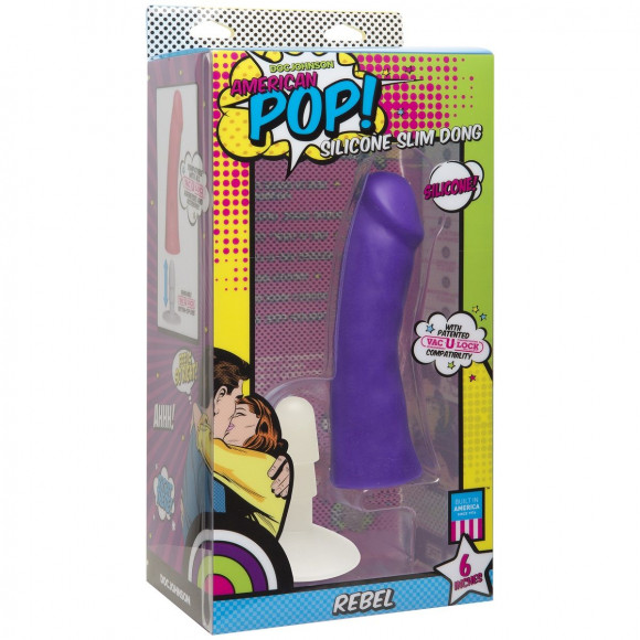 Фиолетовый фаллоимитатор American POP! Rebel 6 Slim Dong - 16,5 см. Фиолетовый фаллоимитатор American POP! Rebel 6 Slim Dong - 16,5 см.