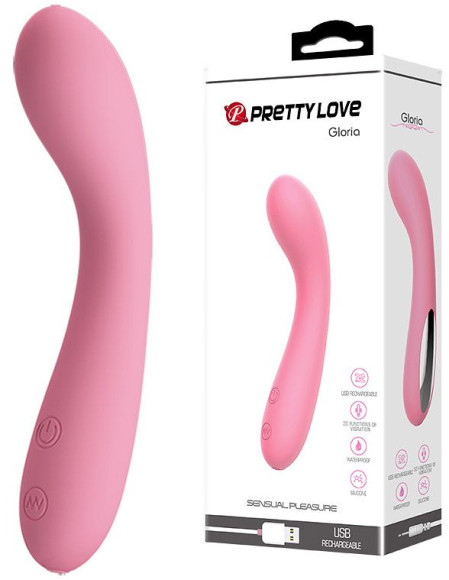 Нежно-розовый изогнутый вибратор Gloria - 16 см. Нежно-розовый изогнутый вибратор Gloria - 16 см.