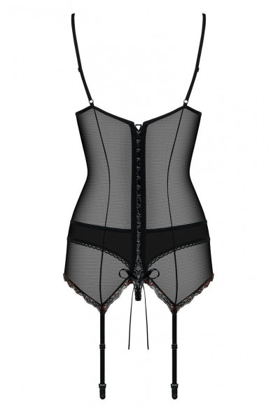 Полупрозрачный корсаж с бордовым кружевом Musca 