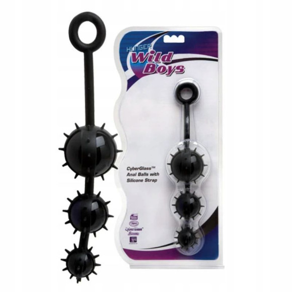 Чёрные стеклянные анальные шарики в силиконовом коконе Чёрные стеклянные анальные шарики в силиконовом коконе