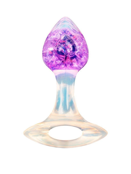 Сиреневатая анальная пробка с ручкой - 8,5 см.