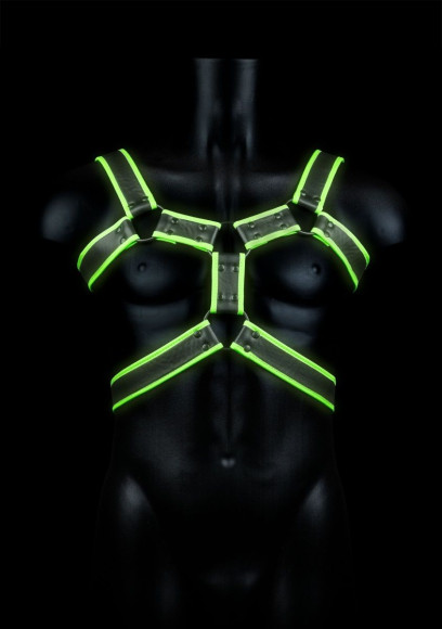 Стильная портупея Body Harness с неоновым эффектом - размер L-XL Стильная портупея Body Harness с неоновым эффектом - размер L-XL