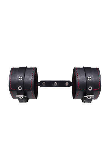 Черные кожаные однослойные оковы с контрастной строчкой Черные кожаные однослойные оковы с контрастной строчкой
