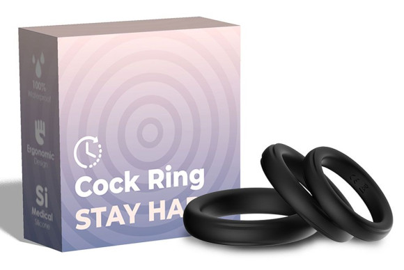 Набор из 3 черных эрекционных колец Stay Hard Набор из 3 черных эрекционных колец Stay Hard
