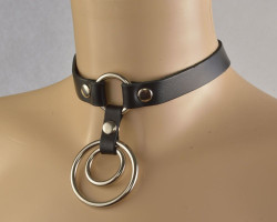 Черный чокер Соло с двумя кольцами Черный чокер Соло с двумя кольцами