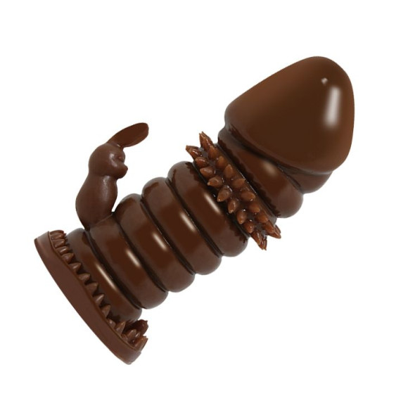 Коричневая стимулирующая насадка на пенис - 13 см. Коричневая стимулирующая насадка на пенис - 13 см.