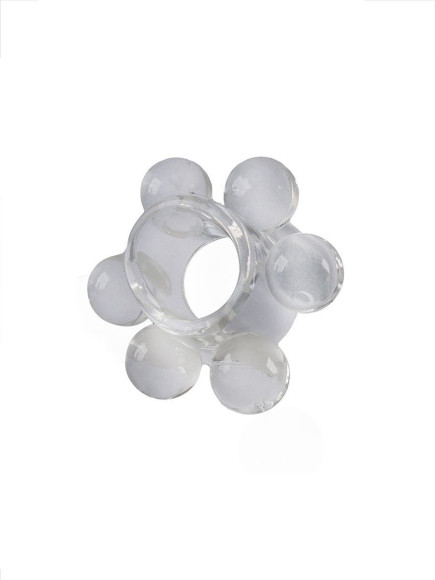 Прозрачное эрекционное кольцо с 6 стимулирующими шариками Прозрачное эрекционное кольцо с 6 стимулирующими шариками
