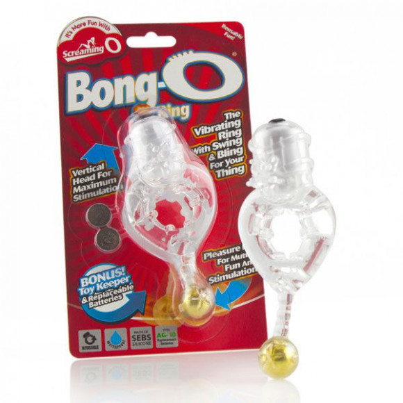 Виброкольцо с золотым шариком Bong O Виброкольцо с золотым шариком Bong O