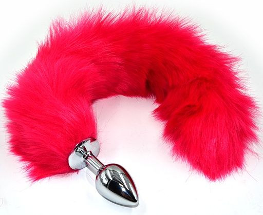 Серебристая анальная пробка из нержавеющей стали с розовым гибким хвостом Серебристая анальная пробка из нержавеющей стали с розовым гибким хвостом