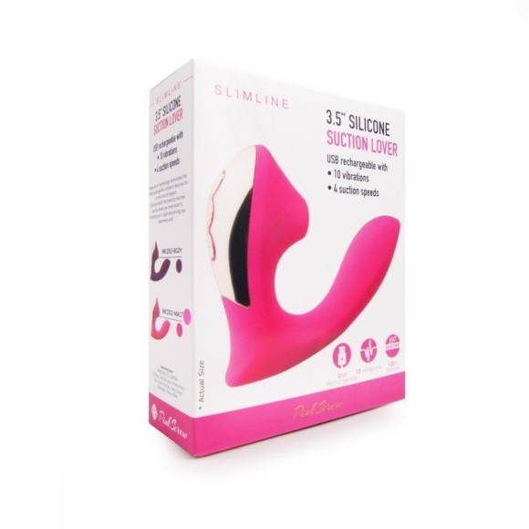 Розовый L-образный вибромассажёр с вакуумной стимуляцией 3,5’’ Silicone Billow Suction Lover Розовый L-образный вибромассажёр с вакуумной стимуляцией 3,5’’ Silicone Billow Suction Lover