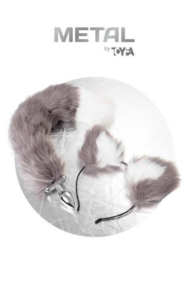 Оригинальный комплект: анальная пробка с 2 сменными ограничителями и ободок с ушками Оригинальный комплект: анальная пробка с 2 сменными ограничителями и ободок с ушками