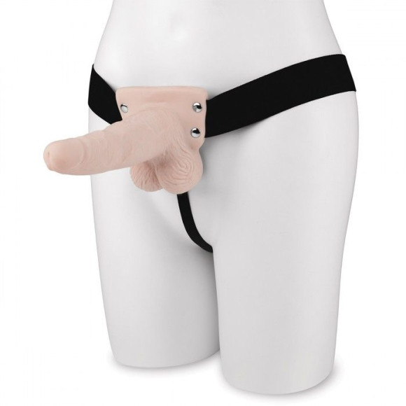 Телесный перезаряжаемый вибрострапон - 18 см. Телесный перезаряжаемый вибрострапон - 18 см.