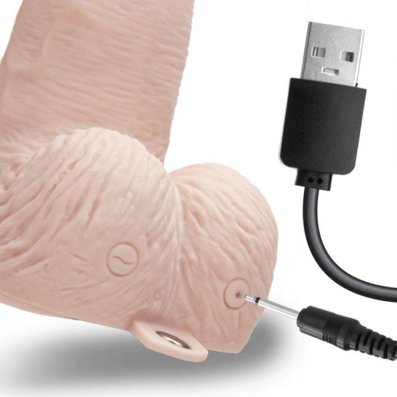 Телесный перезаряжаемый вибрострапон - 18 см. Телесный перезаряжаемый вибрострапон - 18 см.