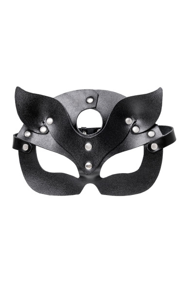 Черная кожаная рельефная маска кошки Черная кожаная рельефная маска кошки