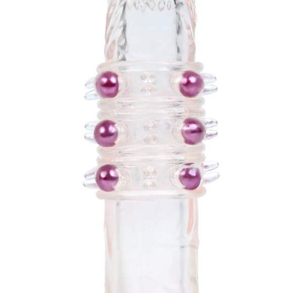 Прозрачная силиконовая насадка на член с цветными бусинами Прозрачная силиконовая насадка на член с цветными бусинами