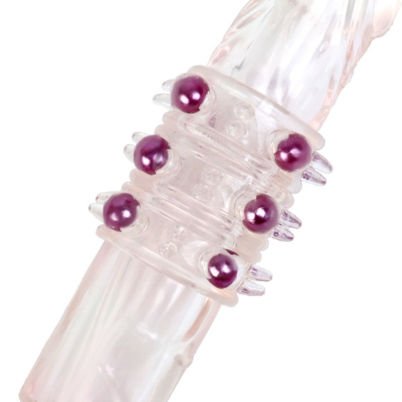 Прозрачная силиконовая насадка на член с цветными бусинами Прозрачная силиконовая насадка на член с цветными бусинами