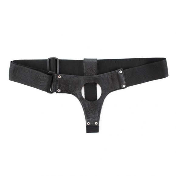 Чёрные кожаные трусики для больших насадок Чёрные кожаные трусики для больших насадок