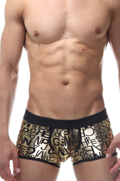 Мужские золотистые трусы-боксеры с принтом Мужские золотистые трусы-боксеры с принтом