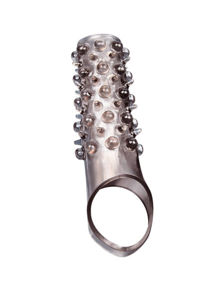 Дымчатая насадка на пенис с шипами и выпуклостями - 12 см. Дымчатая насадка на пенис с шипами и выпуклостями - 12 см.