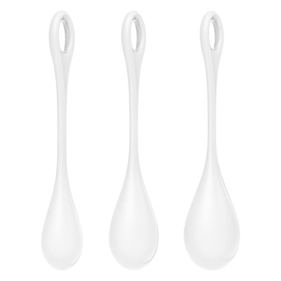 Набор из 3 белых вагинальных шариков Yoni Power 1 Набор из 3 белых вагинальных шариков Yoni Power 1