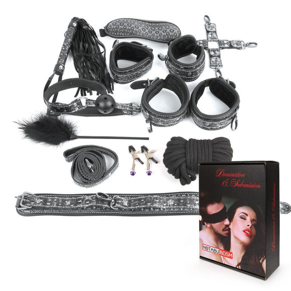 Чёрно-серебристый набор БДСМ Чёрно-серебристый набор БДСМ