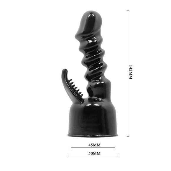 Чёрная насадка на вибромассажёр для клиторально-вагинального массажа Чёрная насадка на вибромассажёр для клиторально-вагинального массажа