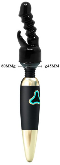 Чёрная насадка на вибромассажёр для клиторально-вагинального массажа Чёрная насадка на вибромассажёр для клиторально-вагинального массажа