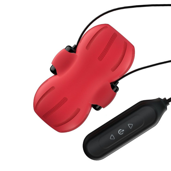 Красный тугой мастурбатор с вибропулями и пультом Красный тугой мастурбатор с вибропулями и пультом