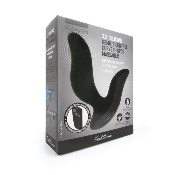 Черный вибромассажер простаты 3,5’’ Remote Control Curve P-spot Massager - 12 см. Черный вибромассажер простаты 3,5’’ Remote Control Curve P-spot Massager - 12 см.