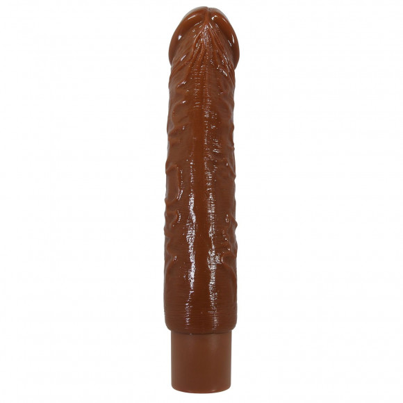 Коричневый реалистичный вибратор Rufus - 23,8 см. Коричневый реалистичный вибратор Rufus - 23,8 см.