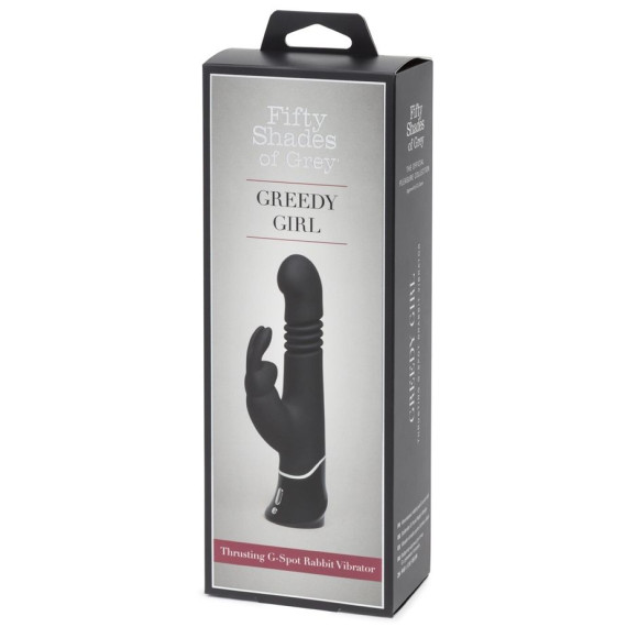 Черный хай-тек вибратор Greedy Girl Thrusting Rabbit Vibrator - 22,8 см. Черный хай-тек вибратор Greedy Girl Thrusting Rabbit Vibrator - 22,8 см.