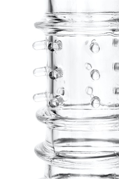 Прозрачная насадка на пенис TOYFA A-Toys с ребрами и точками - 15,3 см.