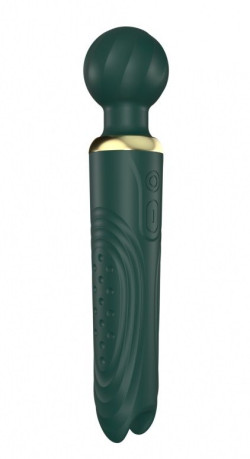 Зеленый двусторонний вибратор-wand Secwell - 22 см.