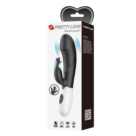 Черный вибратор-кролик Rasmussen - 19,8 см. Черный вибратор-кролик Rasmussen - 19,8 см.