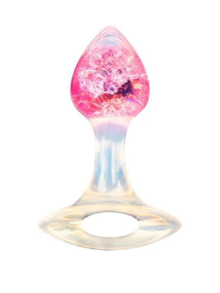 Розоватая анальная пробка с руской - 8,5 см.