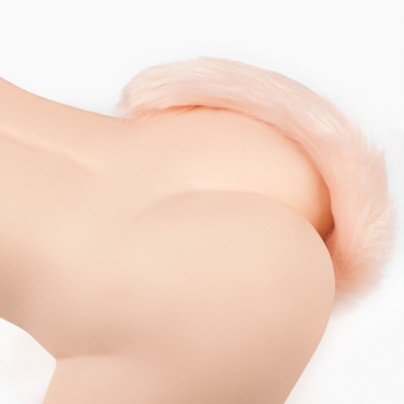 Серебристая анальная втулка с розовым хвостом Серебристая анальная втулка с розовым хвостом