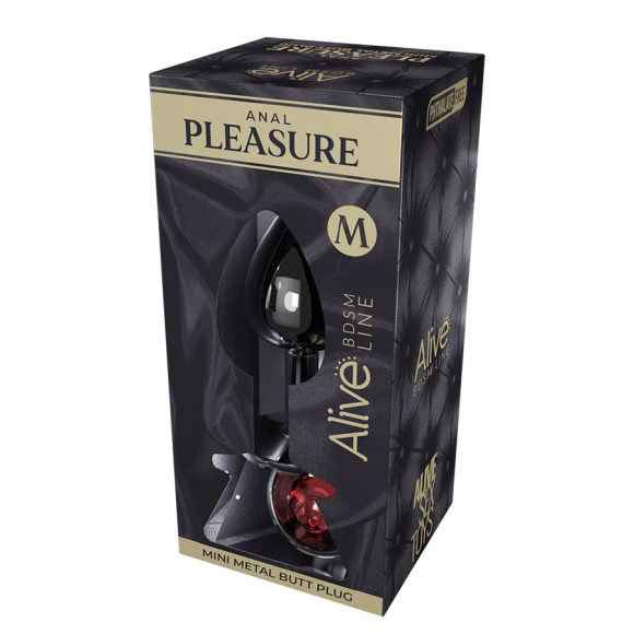 Серебристая анальная втулка Mini Metal Butt Plug Size M с красным кристаллом Серебристая анальная втулка Mini Metal Butt Plug Size M с красным кристаллом