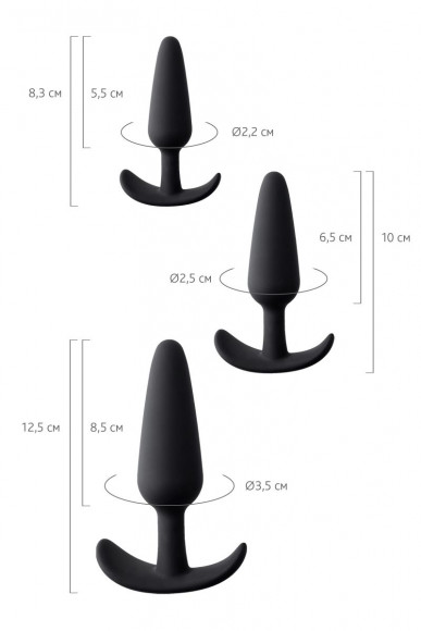 Набор из 3 черных анальных втулок Eridani Набор из 3 черных анальных втулок Eridani