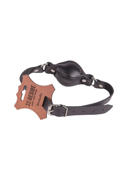 Чёрный кожаный кляп на регулируемых ремешках Чёрный кожаный кляп на регулируемых ремешках