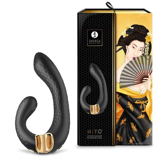 Черный гибкий вибростимулятор MIYO с двумя моторами - 18,5 см. Черный гибкий вибростимулятор MIYO с двумя моторами - 18,5 см.