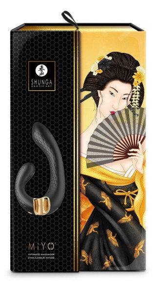 Черный гибкий вибростимулятор MIYO с двумя моторами - 18,5 см. Черный гибкий вибростимулятор MIYO с двумя моторами - 18,5 см.